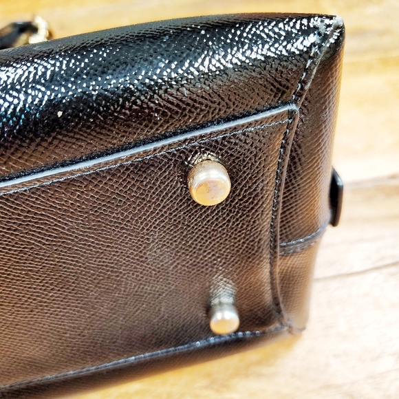 Coach Quinn Satchel Bag in Patent Black Leather with Strap - Picture 7 of 16